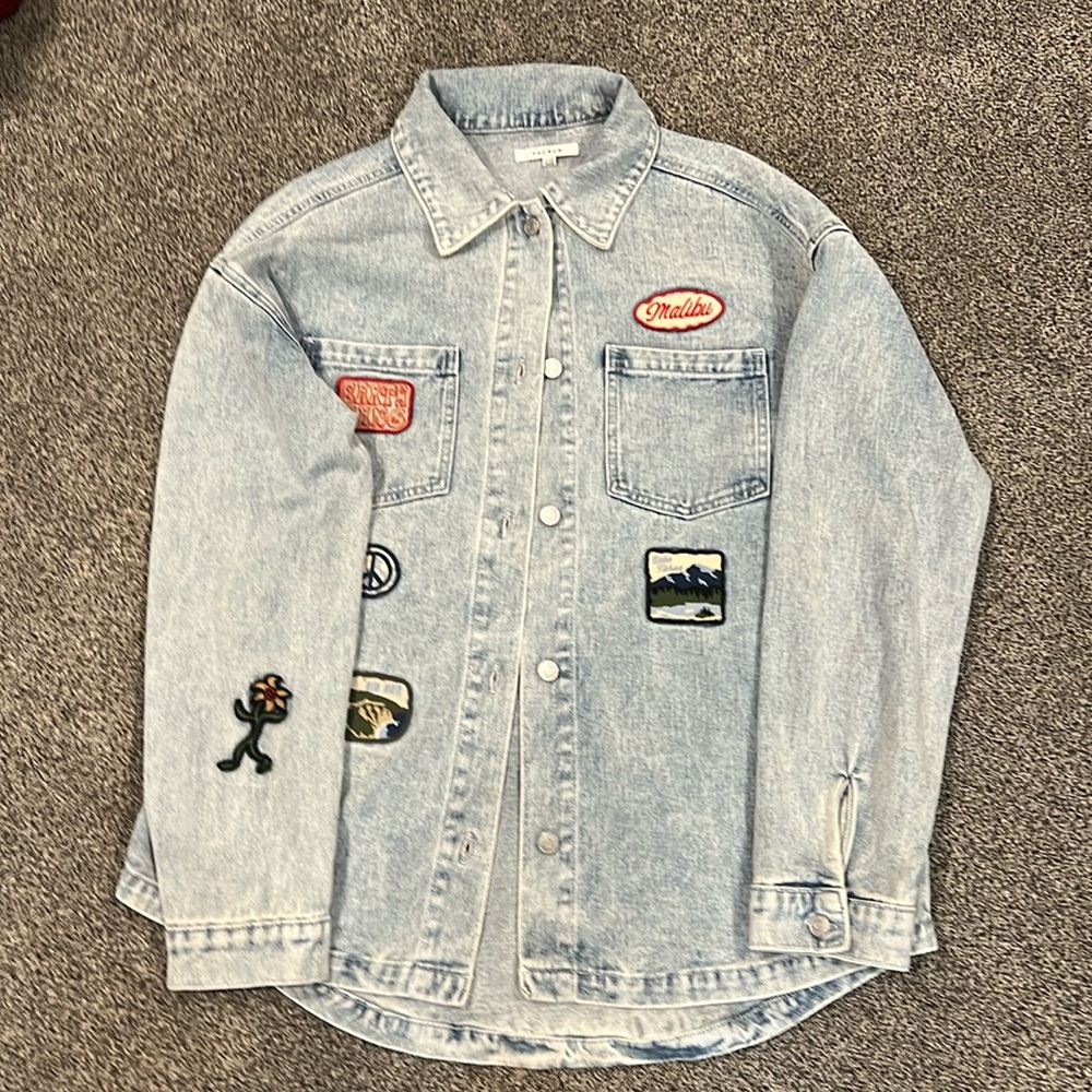 Patched denim jacket